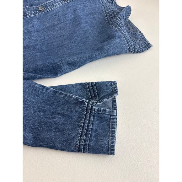 J. Jill Denim Top Shirt Jacket Accented with Beaded Hemline 3/4 Sleeves Size M - Picture 8 of 11